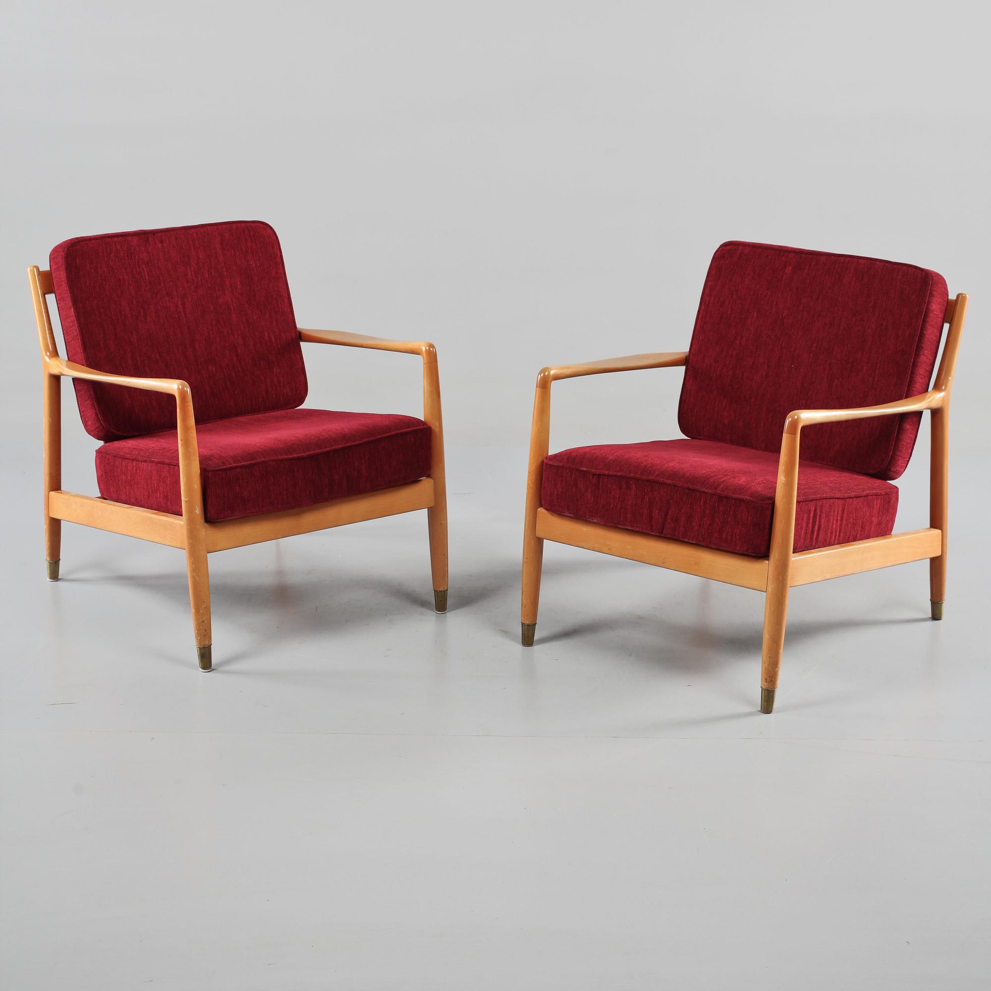 FÅTÖLJER, ett par, Folke Ohlsson, Dux, 1950-tal.