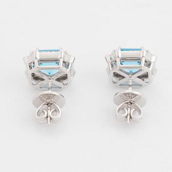 Topaz and brilliant cut diamond earrings.