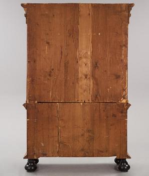 A Swedish late Baroque burr-alder cabinet, Stockholm, first part 18th century.