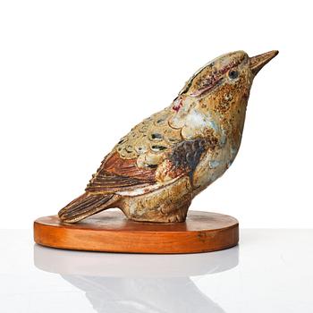 Tyra Lundgren, a stoneware sculpture of a bird, Sweden mid 20th century.