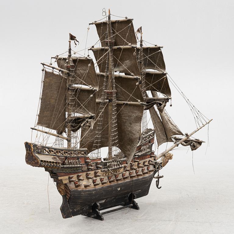 A ship model of a full-rugged ship, 20th century.