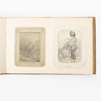 Album with among other things 16 pieces of watercolours and drawings by Swedish artists.