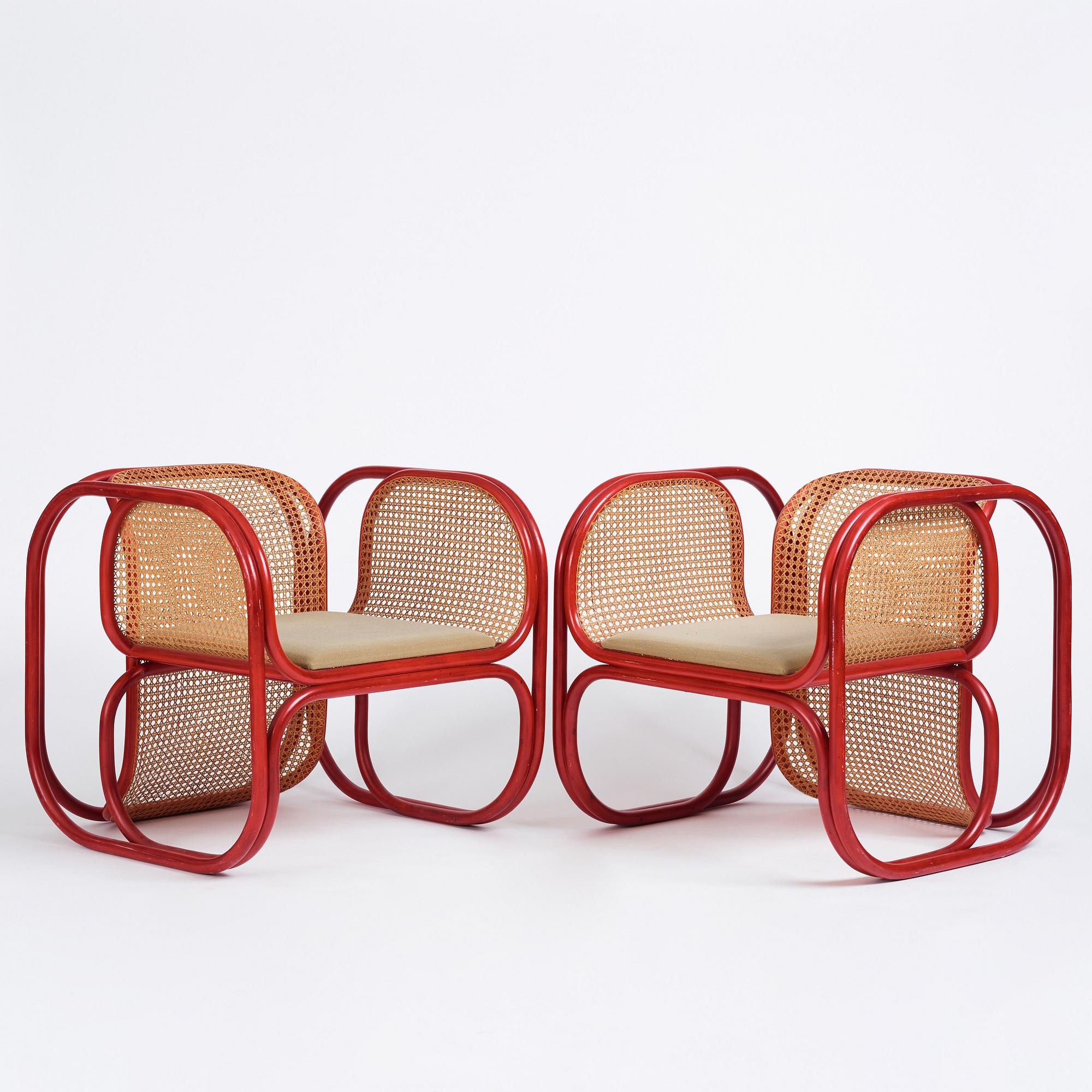 Jan Bocan, a pair of easy chairs, Thonet, provenance the Czechoslovakian embassy in Stockholm 1972.