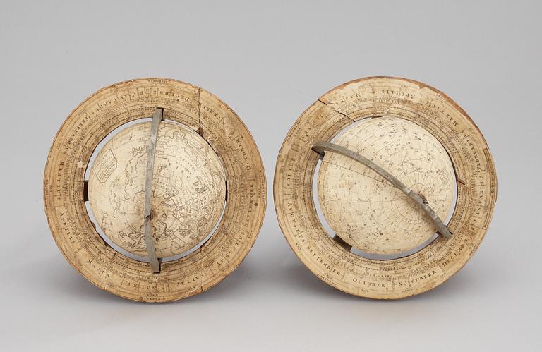 A pair of Rare Swedish Terrestial and Celestial Globes by Anders Åkerman 1762.