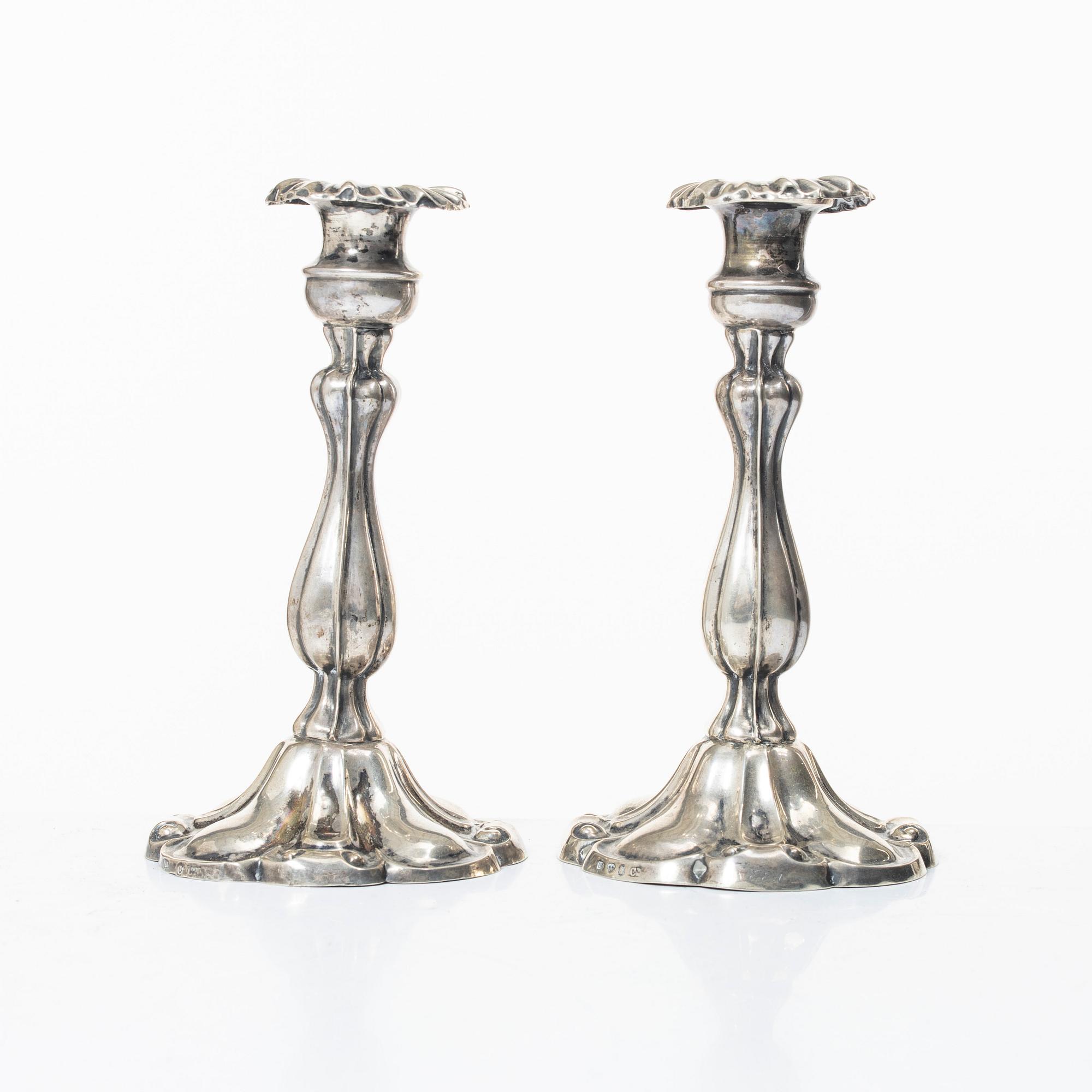 Carl Nyström, pair of silver candelsticks, Stockholm, 1850.