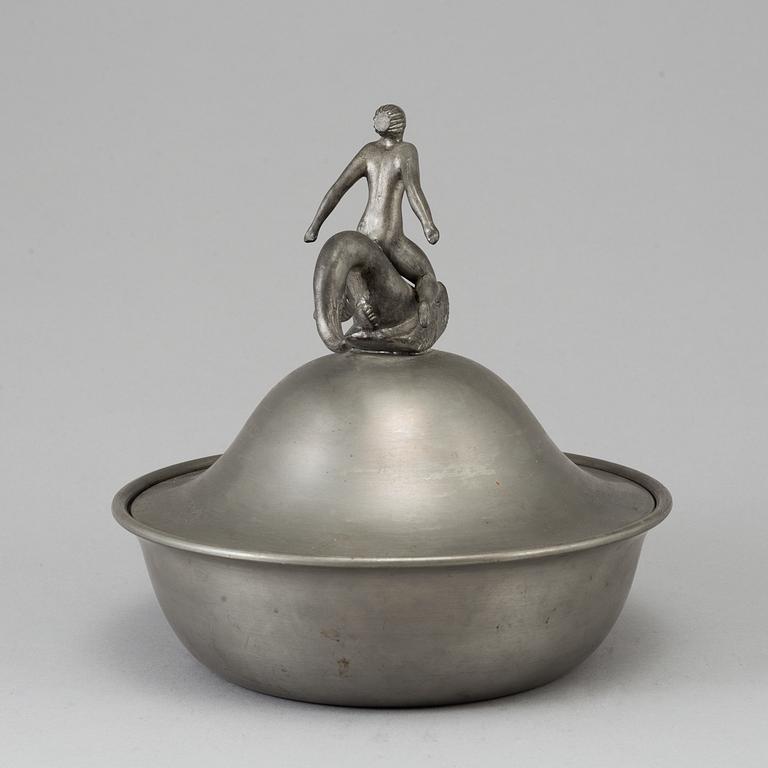 A pewter bowl with lid, Svenskt Tenn, Stockholm 1929.