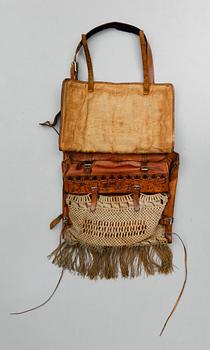 JAKTVÄSKA, läder och skinn, 1800-/1900-tal.