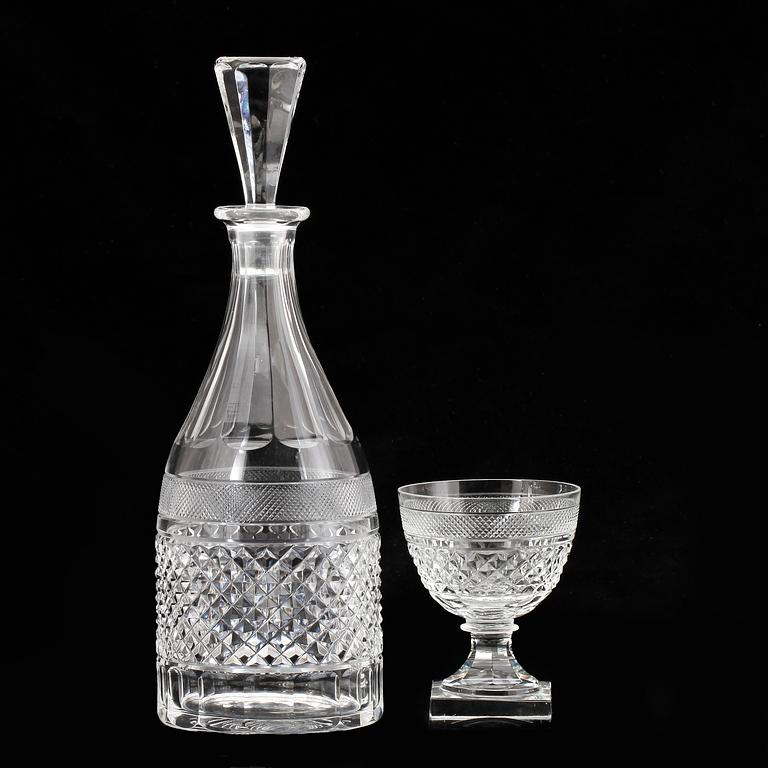 GLASSERVISDELAR, 9 st, "Kent", Elis Bergh, Kosta-Boda, omkring 1900-talets mitt.