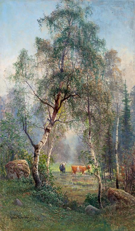 Johan (John) Kindborg, Summer landscape with cattle.