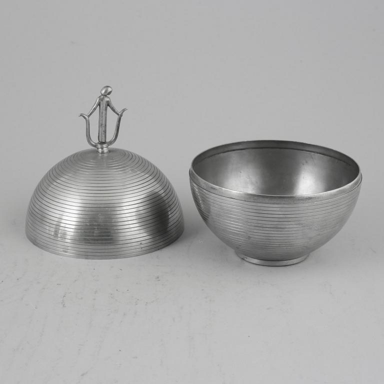 Sylvia Stave, a pewter bowl with cover for C.G. Hallberg, Stockholm, Sweden 1933.
