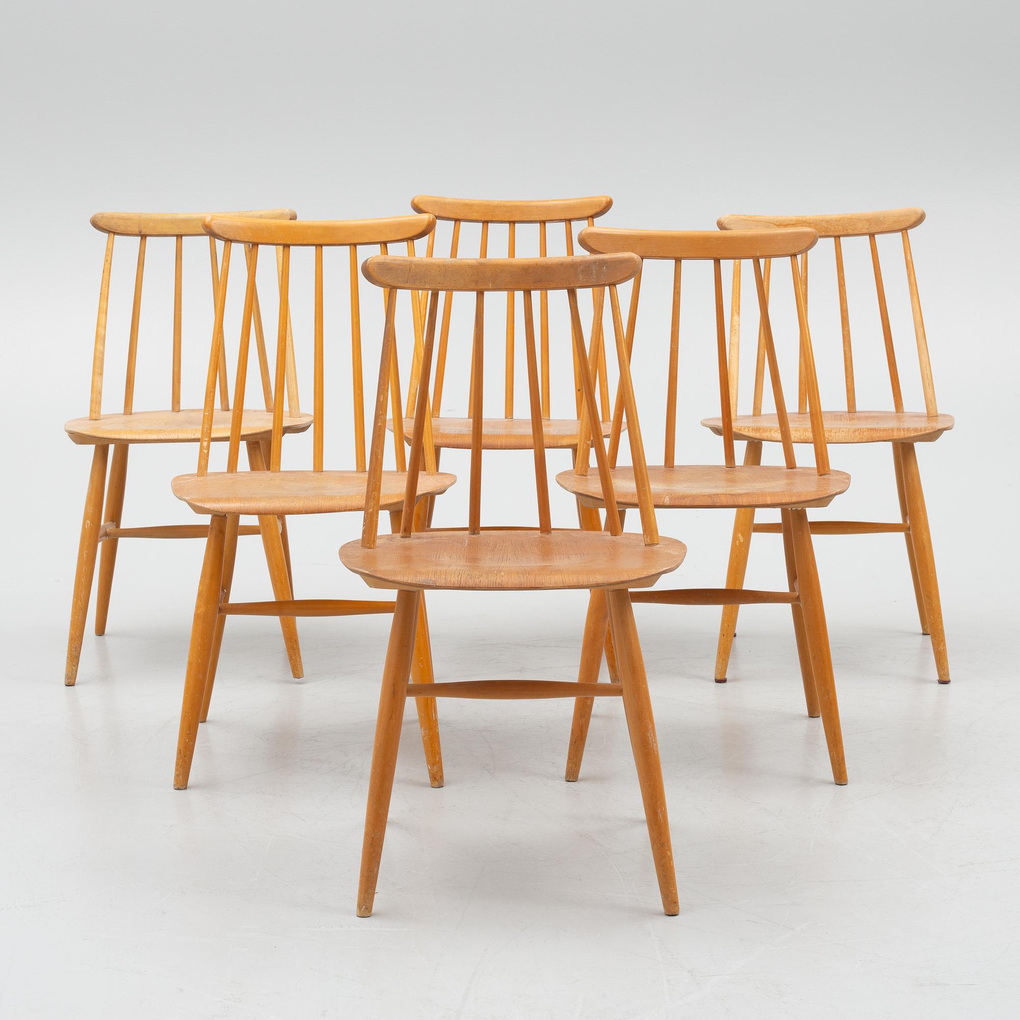 Ilmari Tapiovaara, Six "Fanett" chairs, Edsbyverken.