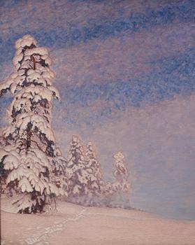 Gustaf Fjaestad, Tracks in the deep snow.