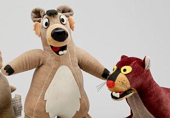 FIGURER, 7 st, Djungelboken, Disney, Made in Japan, 1966.