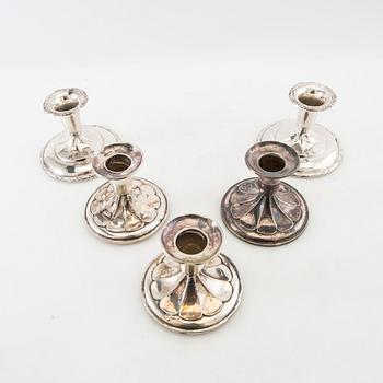 Ljusstakar 5 st silver Ceson Göteborg 1957 samt svenska importstämplar 1900-talets mitt.