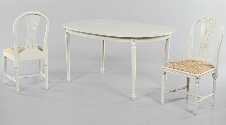 MATSALSGRUPP, 5 delar, gustaviansk stil, 1900-talets andra hälft.
