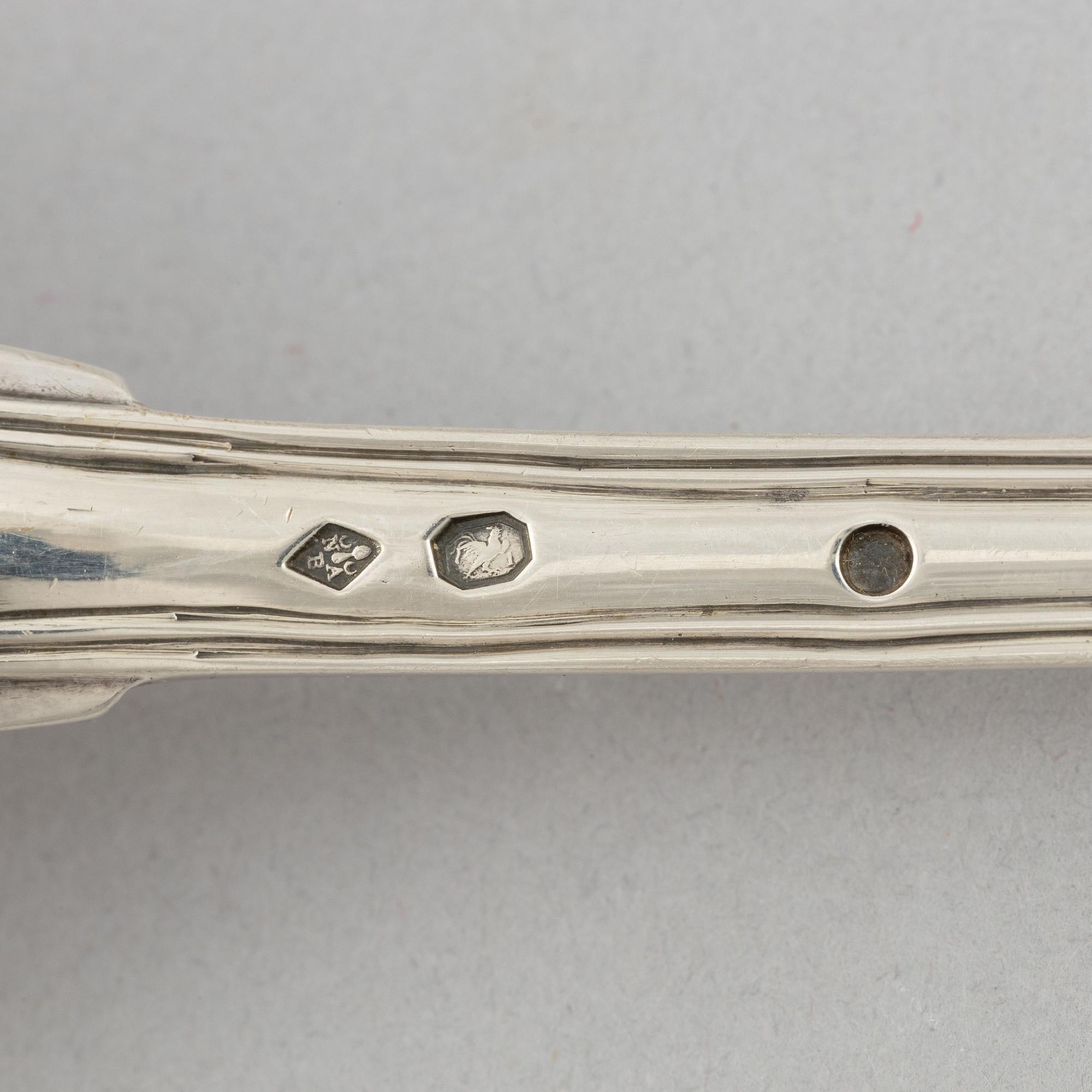 A pair of French silver serving spoons, Paris 1809-19.