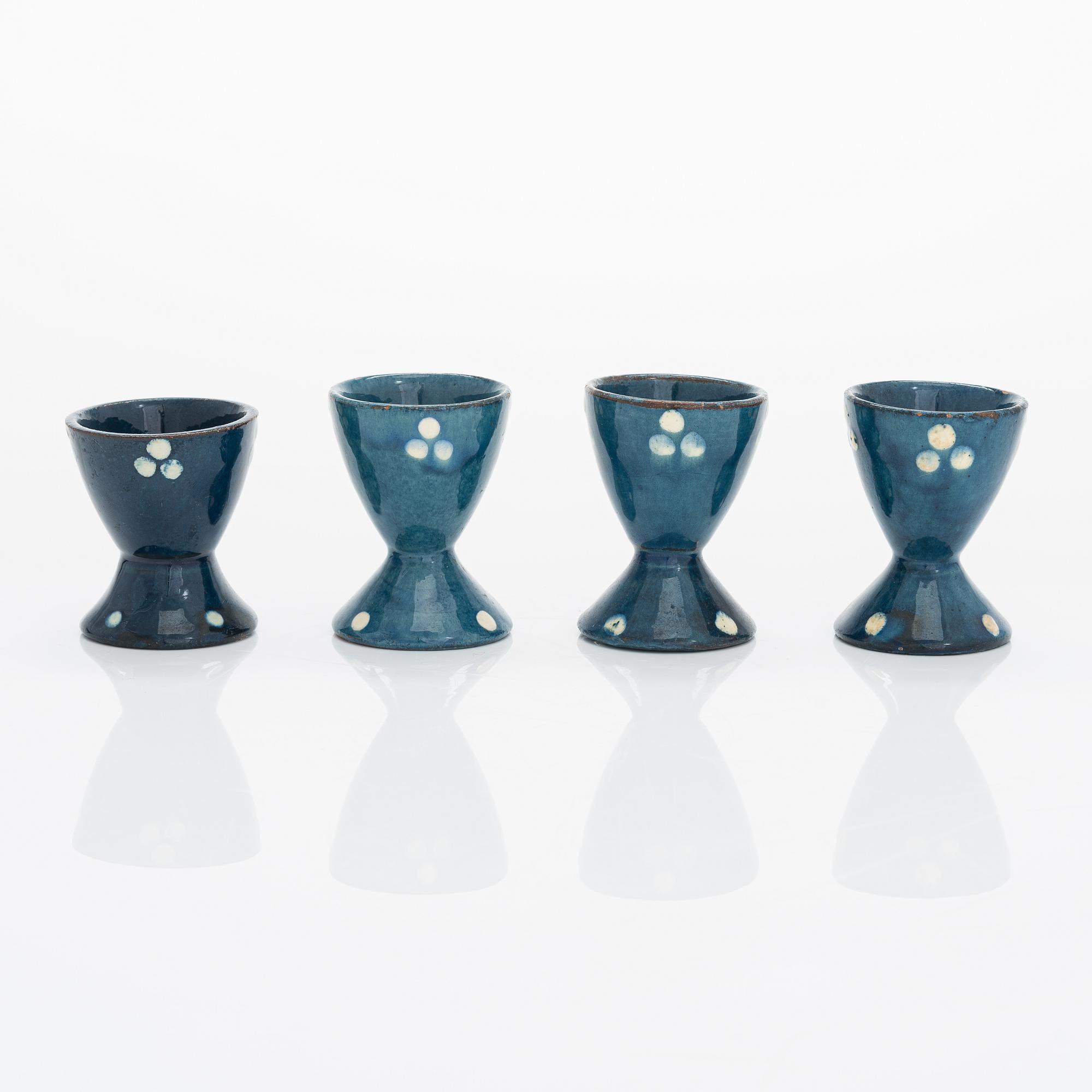 Alfred William Finch, a set of four egg cups from around year 1900, Iris, Finland.