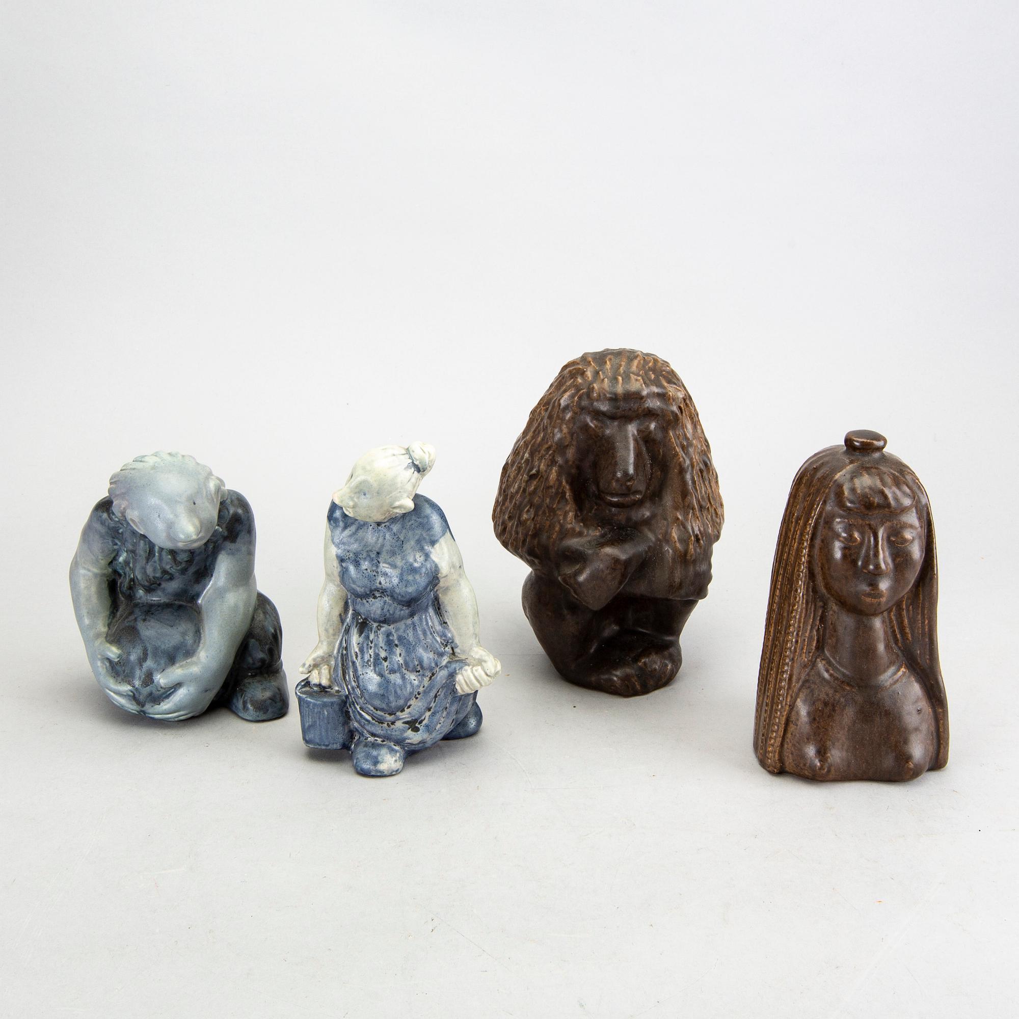 Åke Holm, 4 ceramic figurines, Höganäs, Sweden.