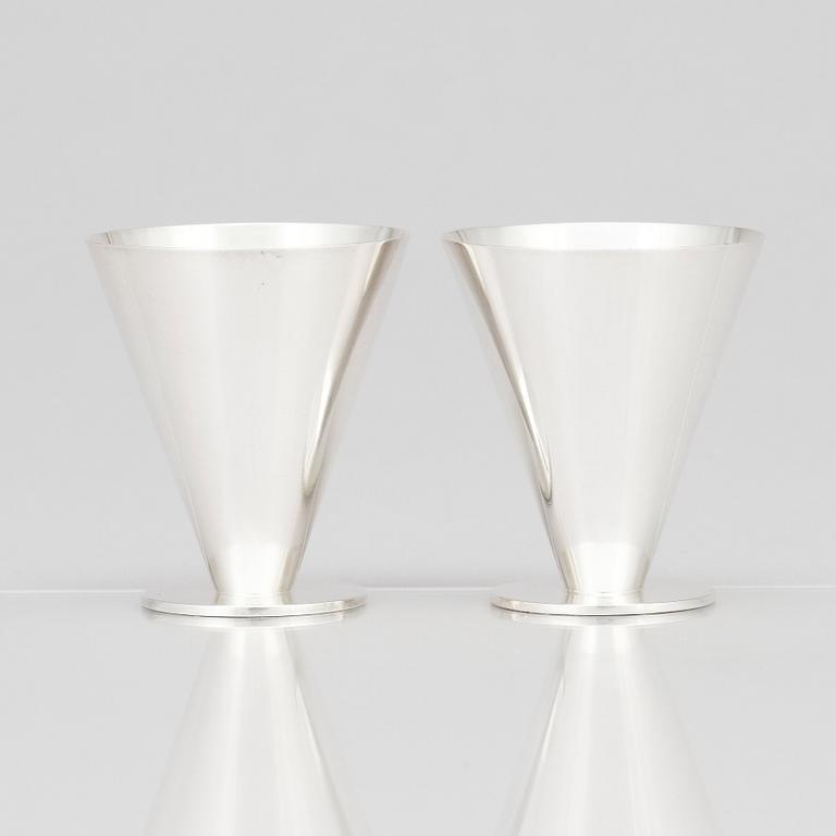 Wiwen Nilsson, cocktailglas, 9 stycken, Lund 1945-1964, sterling silver.