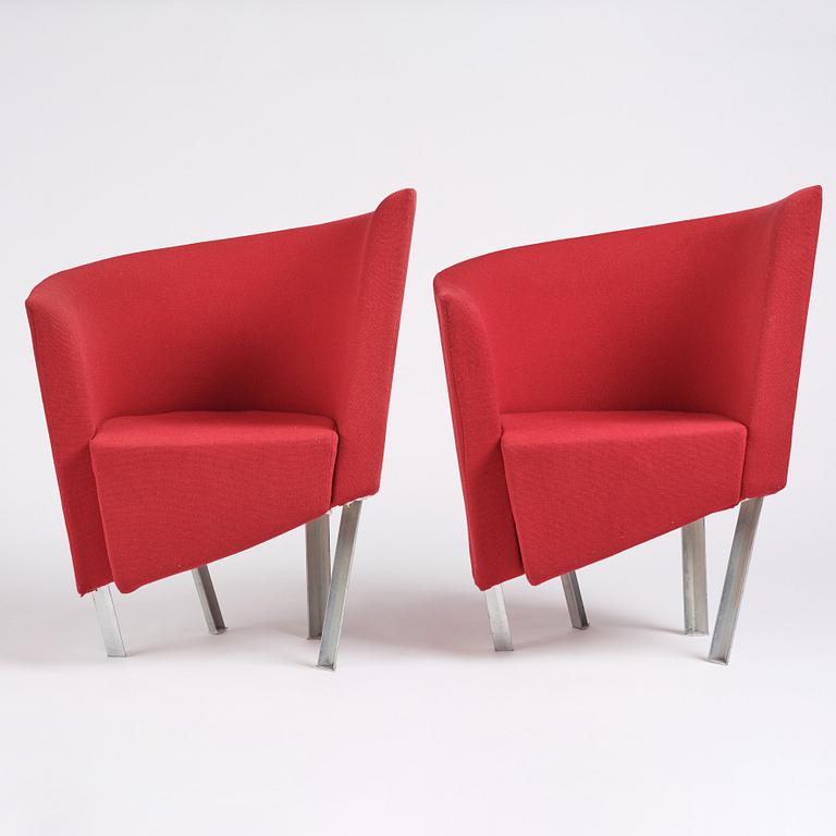 Paolo Pallucco, a pair of easy chairs for Gambe-Pallucco, Italy, 1980s.