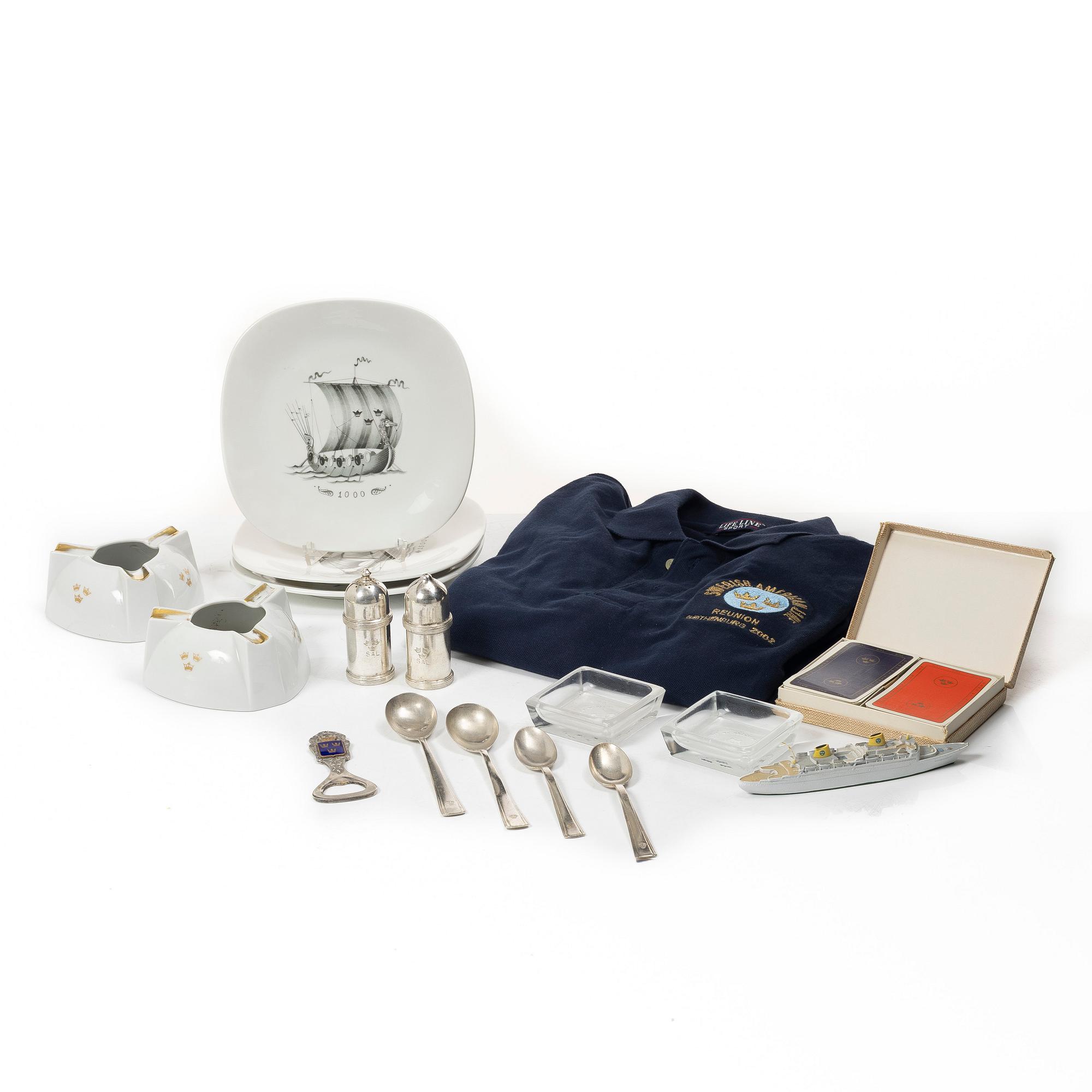 Swedish American Line, collection, 17 pieces.