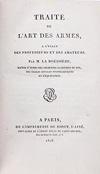 BOK, "Traité de L ´Art des Armes..." av M. la Boëssière, Paris 1818.