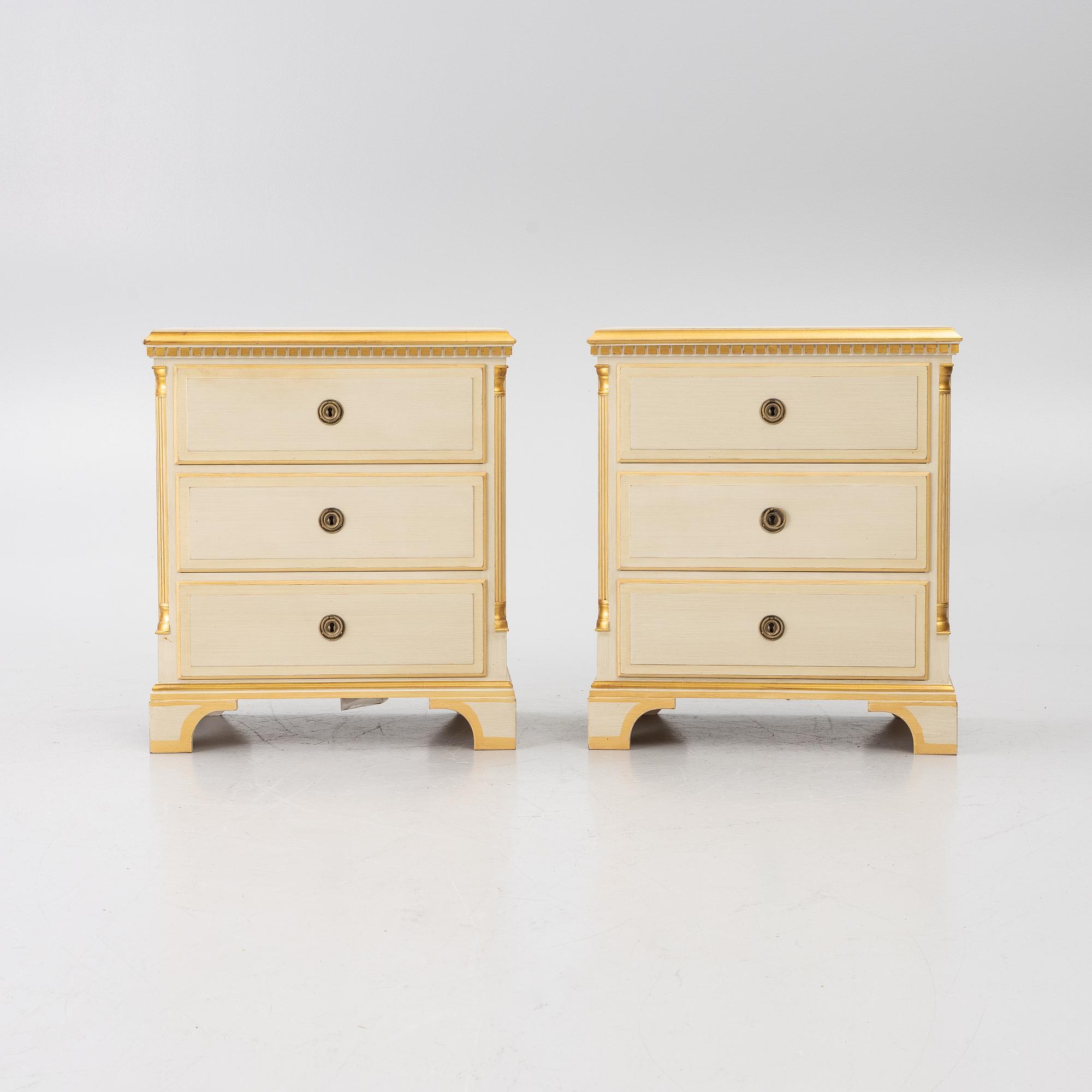 Bedside tables, a pair, K.A Roos.