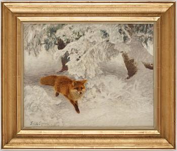 Bruno Liljefors, Winter landscape with fox.