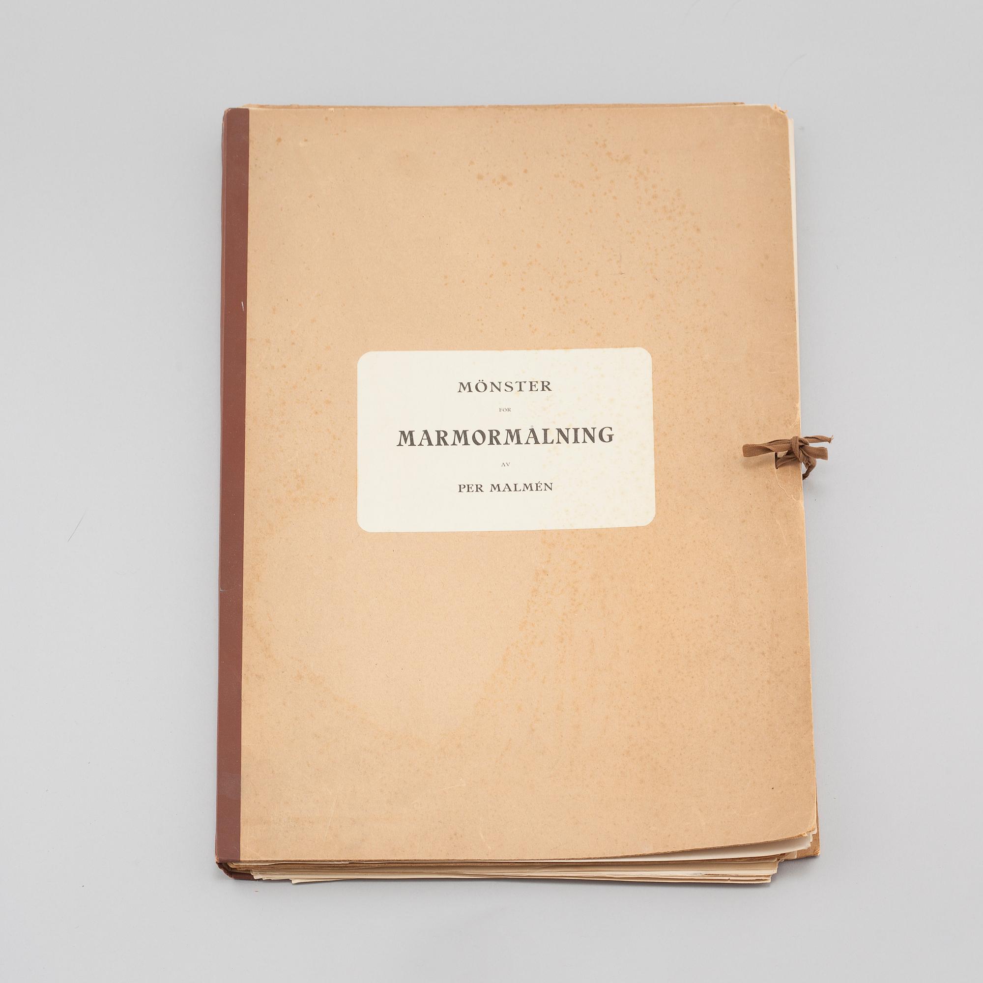 MAPP, "Den praktiske skyltmålaren" av Josef Jonsson, samt "Mönster för marmormålning" av Per Malmén, tidigt 1900-tal.