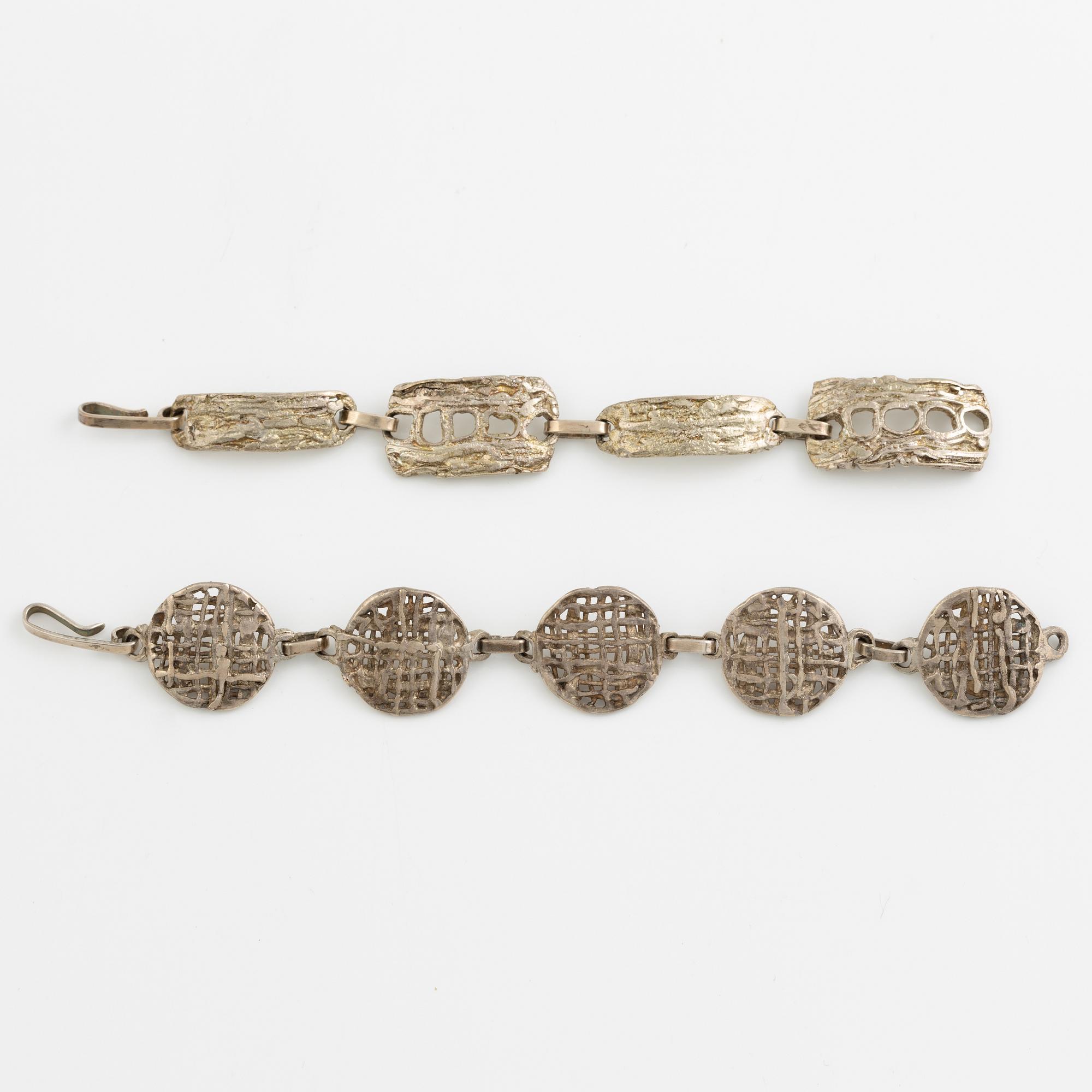 Lars Arby, two bracelets, sterling silver, Gothenburg 1982.