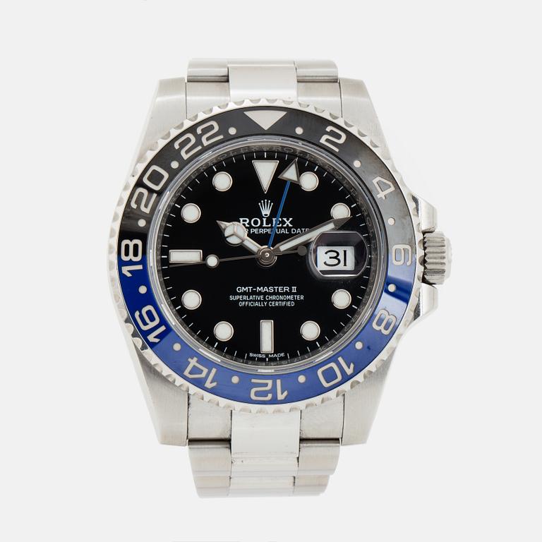 ROLEX, Oyster Perpetual Date, GMT-Master II, Chronometer, "Batman", wristwatch, 40 mm,