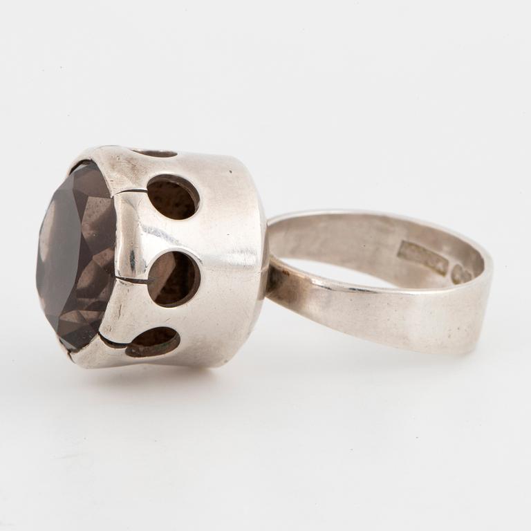 Alton silver and smoky quartz ring.