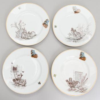 Set of eight Russin porcelain plates for Kornilov Brothers 1884-1917.