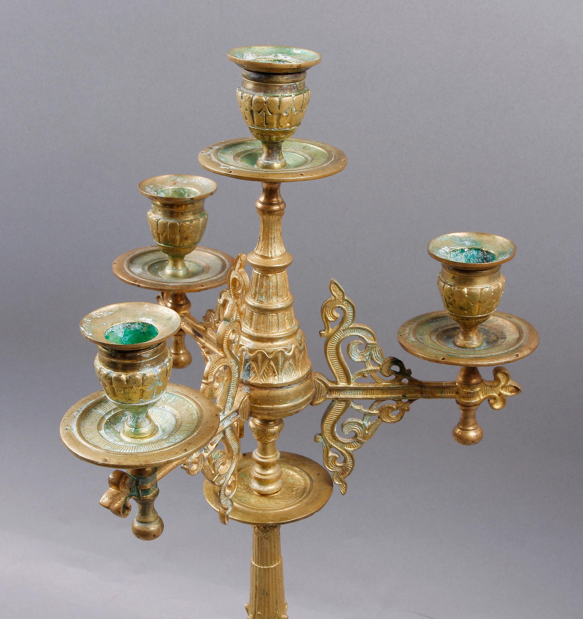 KANDELABER, mässing, nyrenässans, 1800-talets slut.