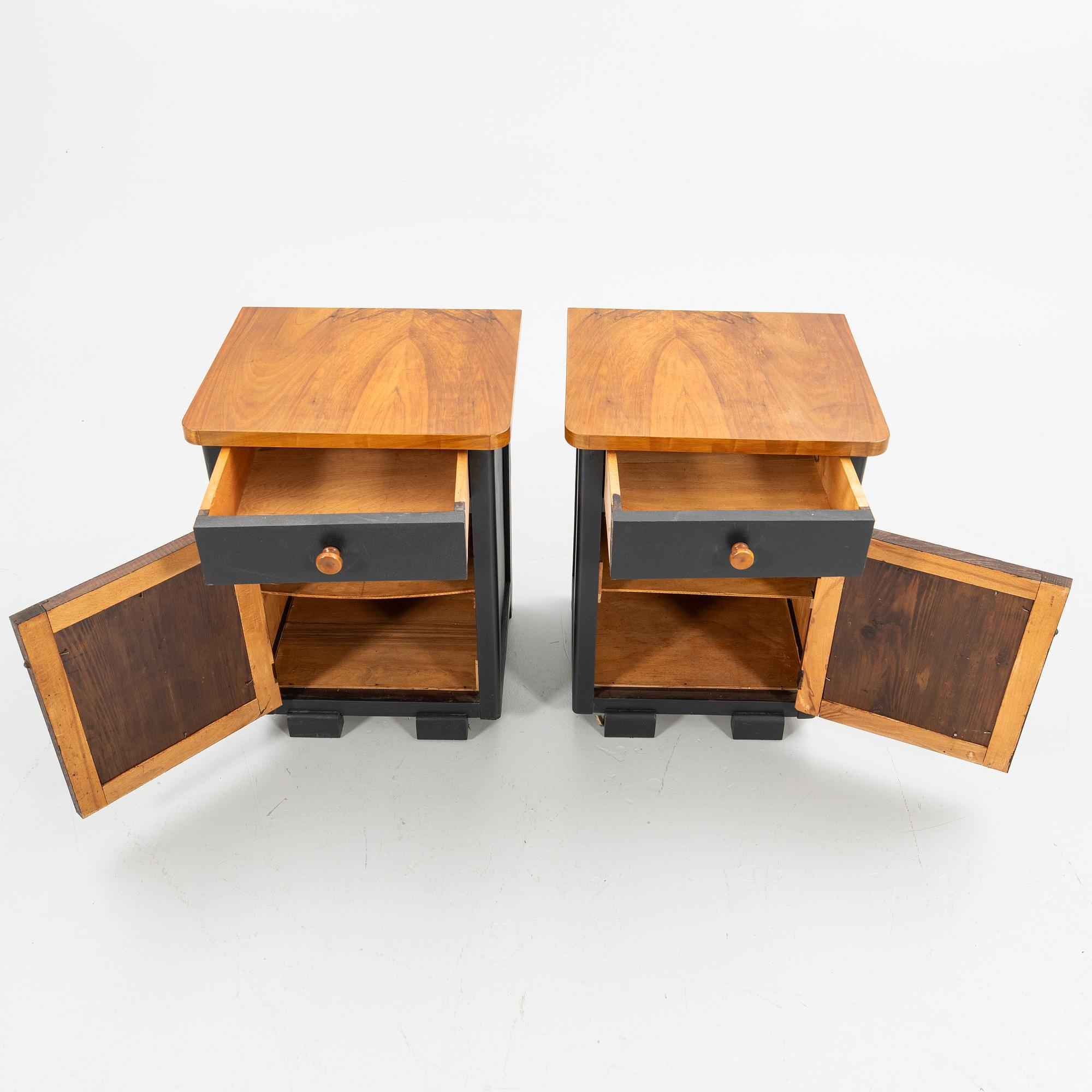 Nightstands, a pair, Art Deco, first half of the 20th century.