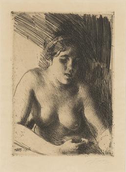 Anders Zorn, etching, 1916, signed in pencil.