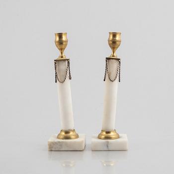 A pair of candlesticks, Gustavians style, 19th century.