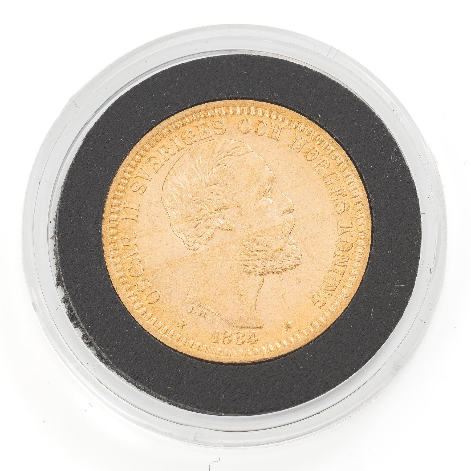 Guldmynt, Sverige, Oskar II, 20 kronor, 1884.