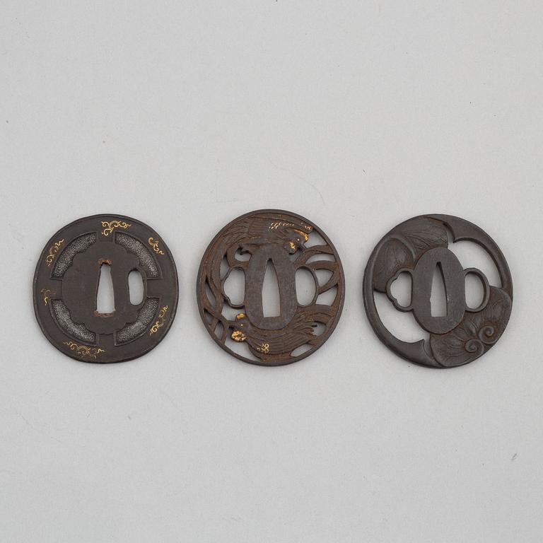 Three mumei iron tsubas, Japan, Edo.