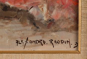 ALESSANDRO RHODIN, olja på pannå, signerad.