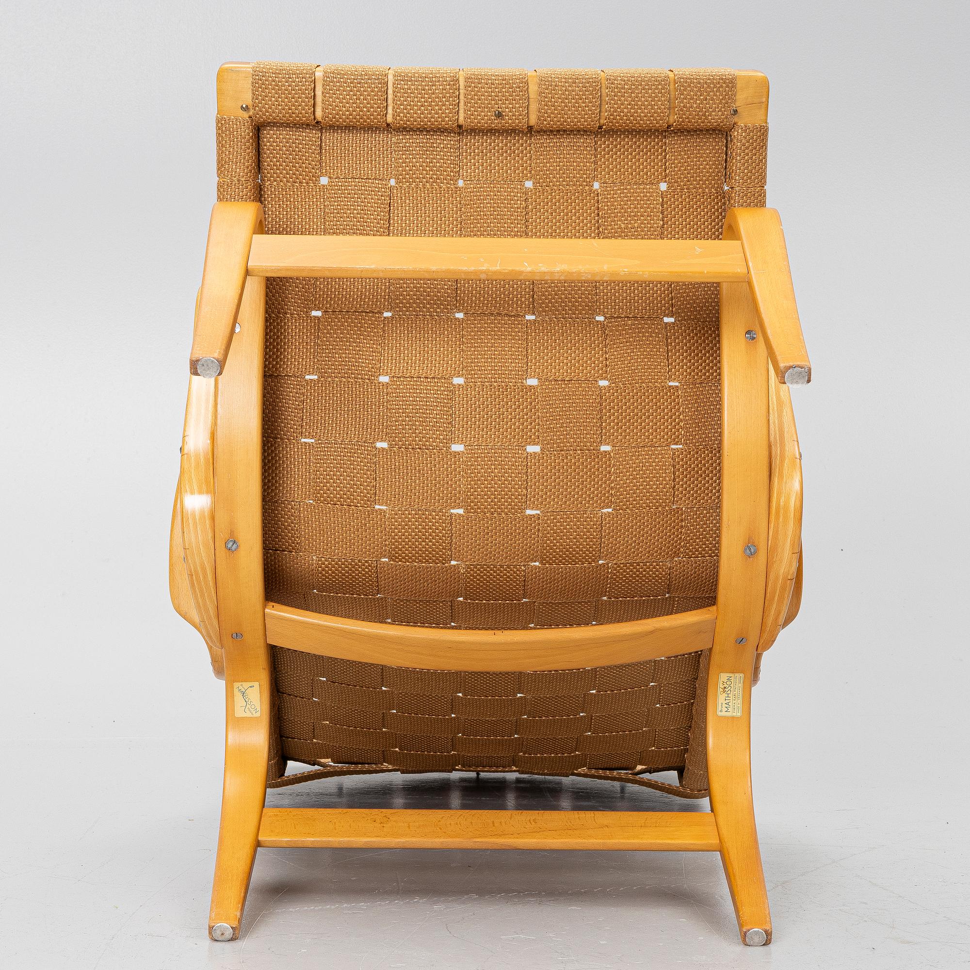 Bruno Mathsson, Armchair, 'Pernilla', Firma Karl Mahtsson, Värnamo, 1944.