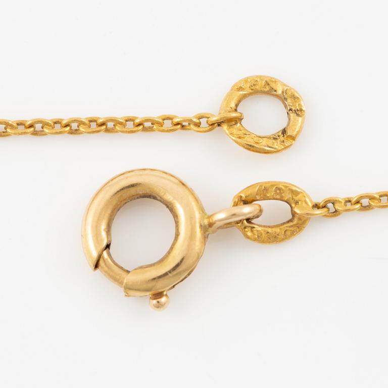 Necklace 18K gold with enamel and rose-cut diamonds.