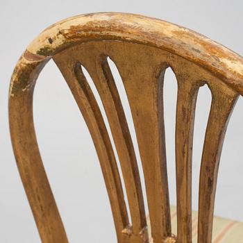 Three late Gustavian chairs, Sweden, around 1800.