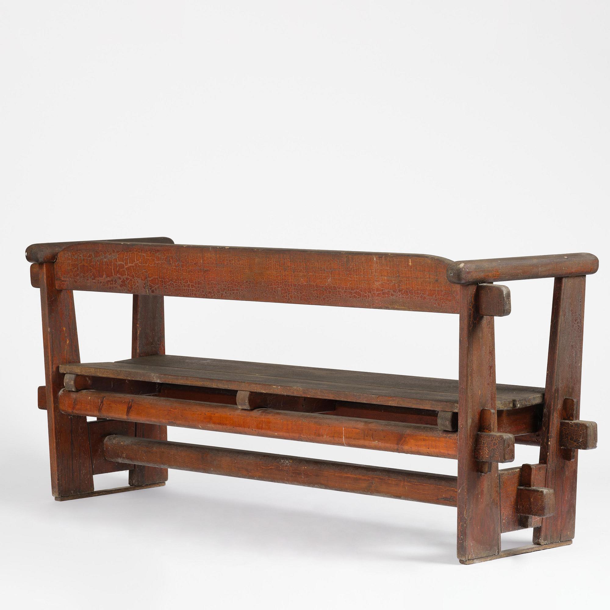 Axel Einar Hjorth, a stained pine "Skoga" sofa, Nordiska Kompaniet, Sweden, 1930s.