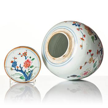 A famille rose jar with cover, Qing dynasty, 18th Century.