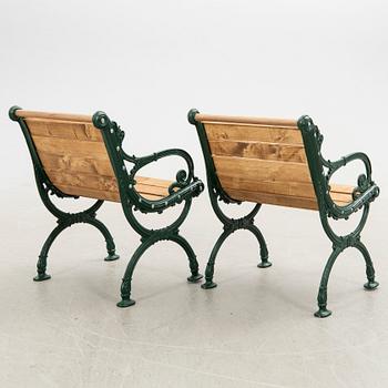 Garden armchairs, a pair, Norrahammar's Ironworks, 20th century.