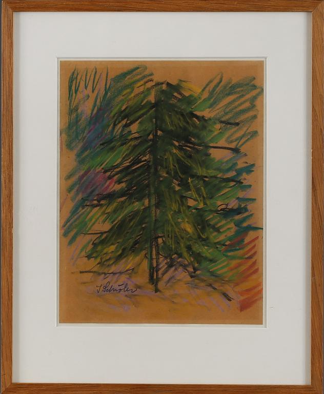 INGE SCHIÖLER, pastell, signerad.