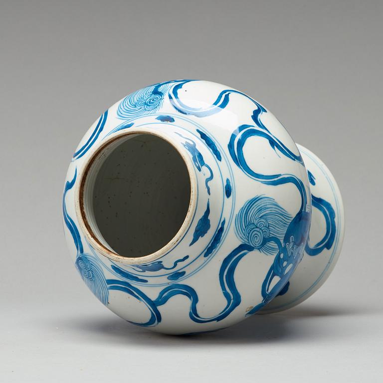 A blue and white vase, Qing dynasty (1664-1912).