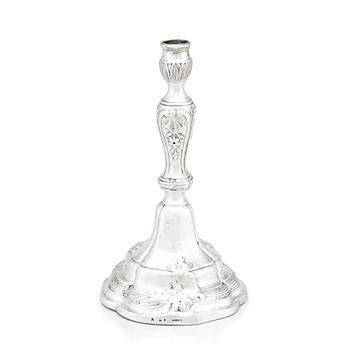 221. An 18th Century Rococo silver candlestick, mark of Isak Trybom, Stockholm 1780.