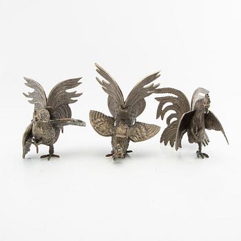 Table ornaments 3 pcs 20th century white metal.